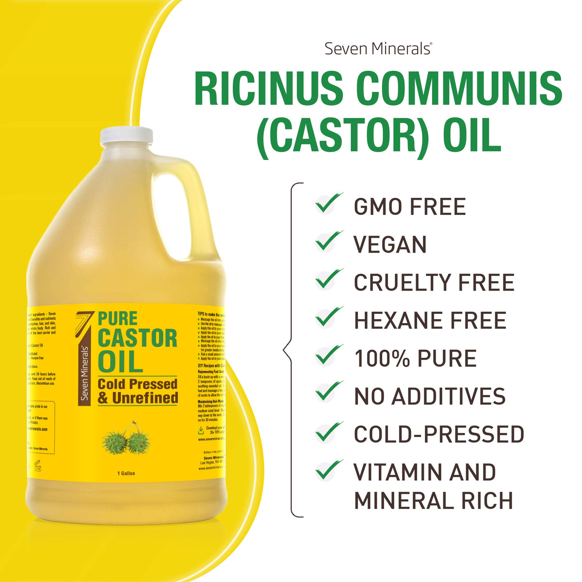 Seven Minerals Castor Oil being poured into a small container