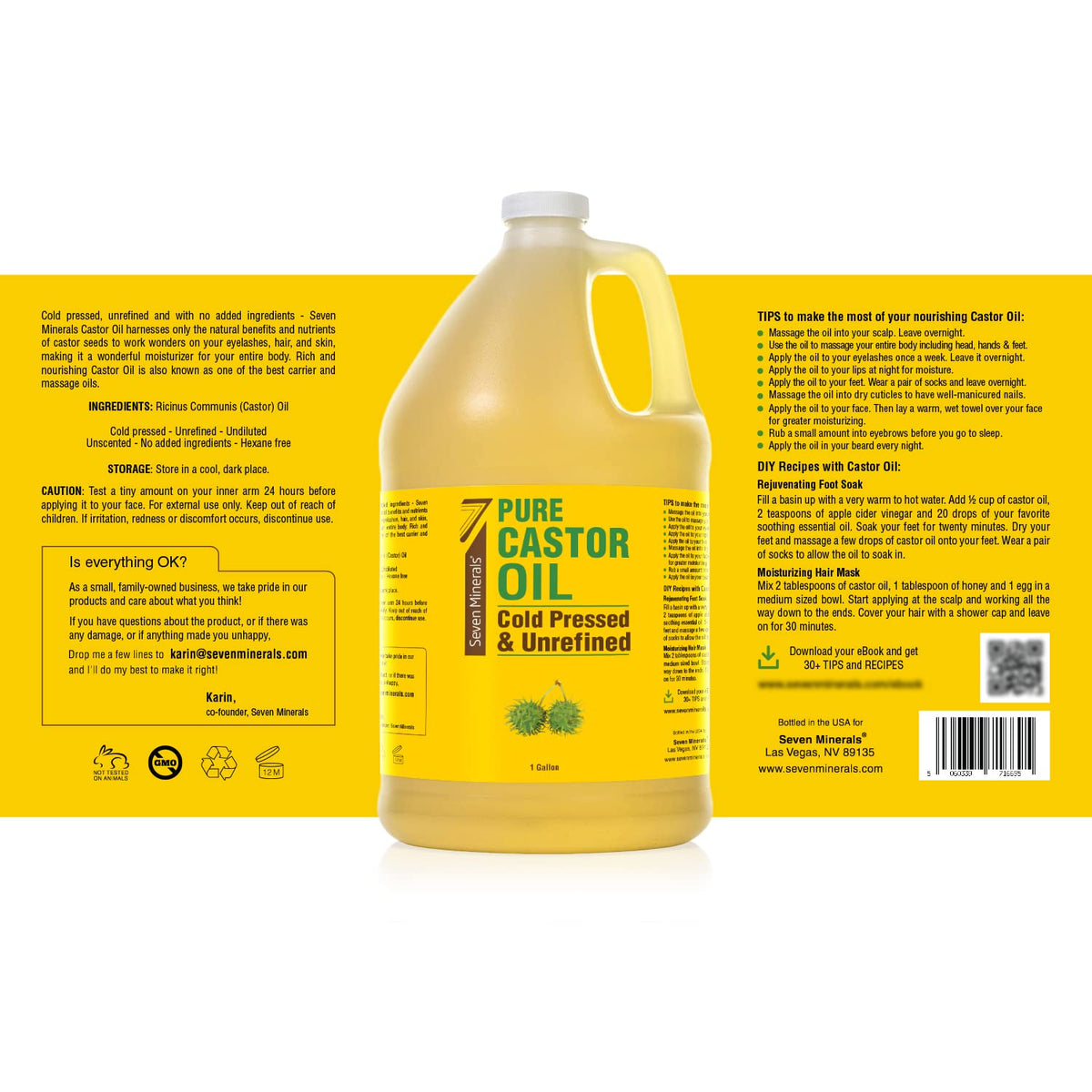 Seven Minerals Castor Oil with essential oils for aromatherapy