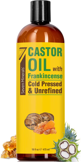Seven Minerals Cold Pressed Castor Oil 16 fl oz bottle front view