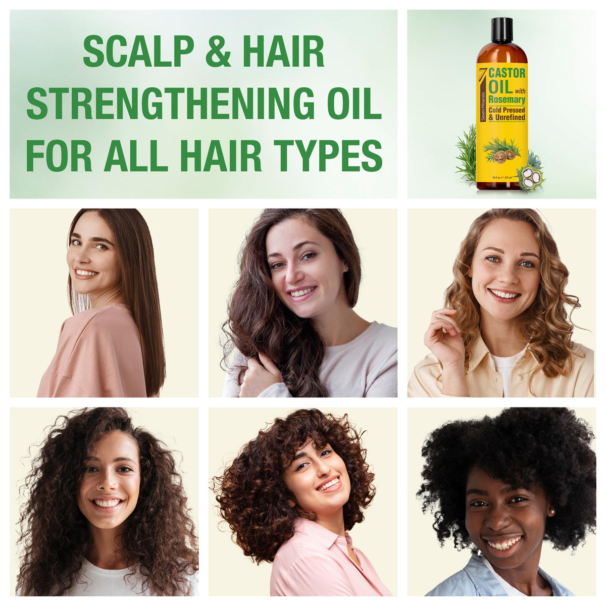 Seven Minerals Cold Pressed Castor Oil with Rosemary side view