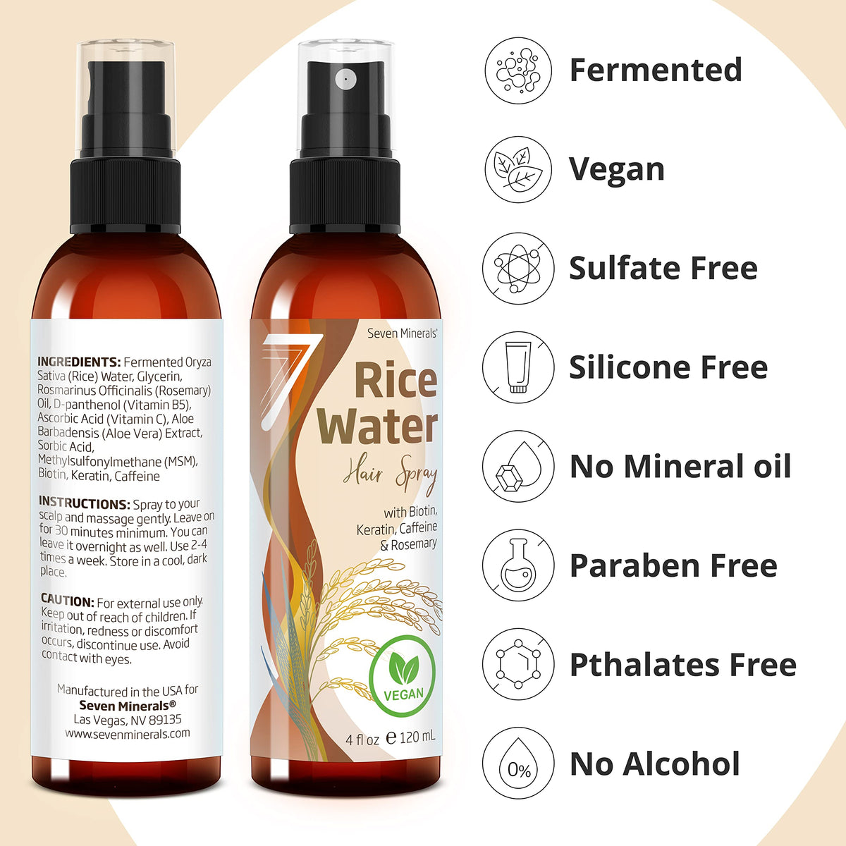Seven Minerals Fermented Rice Water Spray on a wooden table