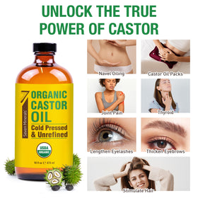 Seven Minerals Organic Castor Oil used on hair and skin