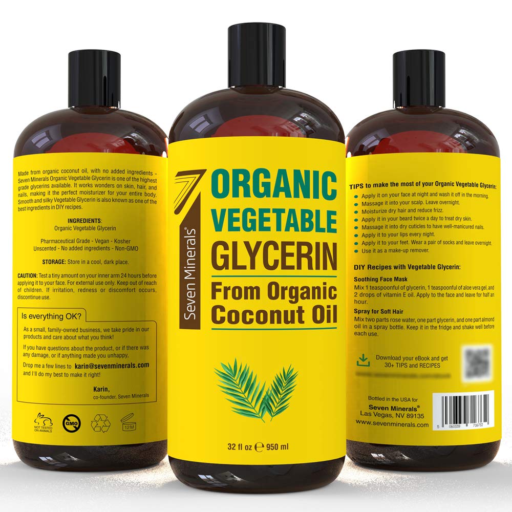 Seven Minerals Organic Vegetable Glycerin bottle side view