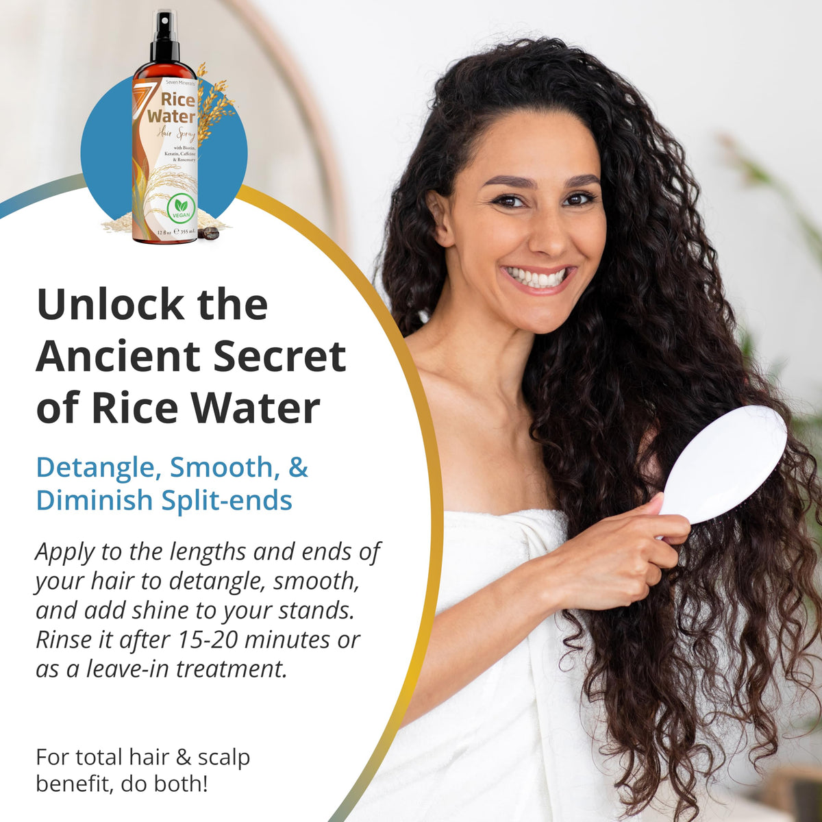 Seven Minerals Rice Water Spray in family hair care setting