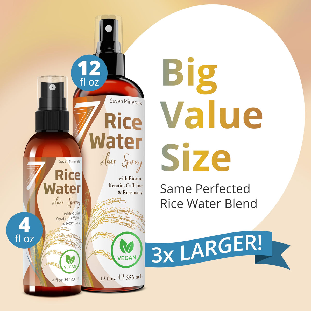 Seven Minerals Rice Water Spray with rosemary and biotin ingredients