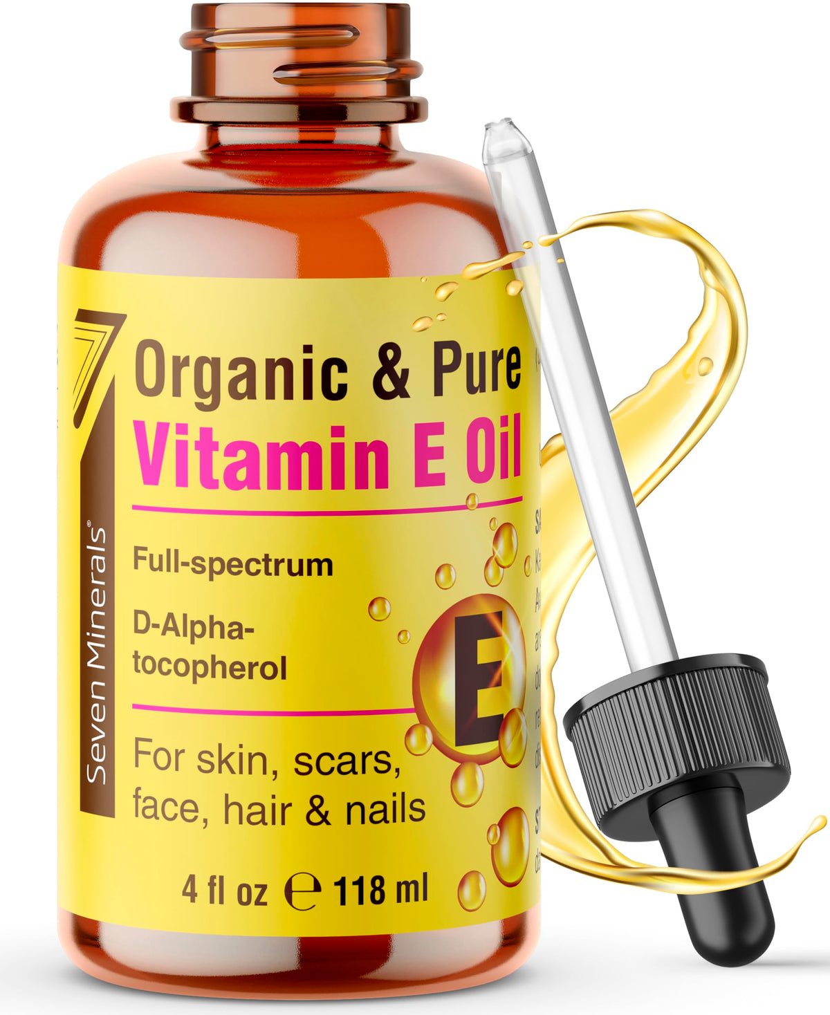 Seven Minerals Ultra Pure Vitamin E Oil 4 Oz front view