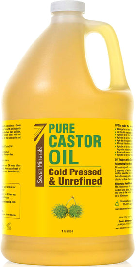 Seven Minerals Unrefined Castor Oil 128 fl oz front view