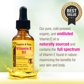 Seven Minerals Vitamin E Oil on a wooden surface