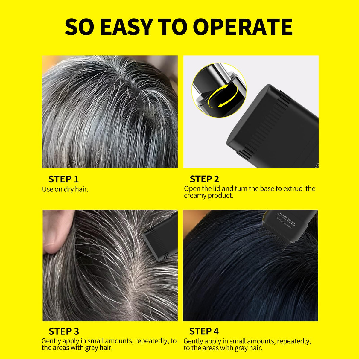 SEVICH Hair Root Touch Up Stick Dark Brown application process