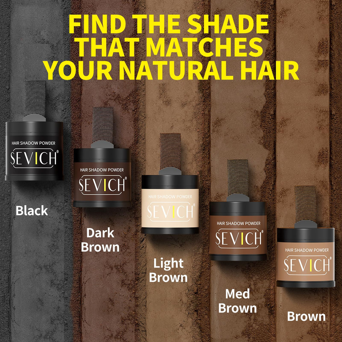 SEVICH Hairline Powder 10g brown shade swatch