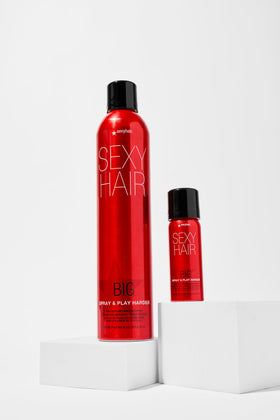 SexyHair Big Spray & Play Harder Hairspray in lifestyle setting