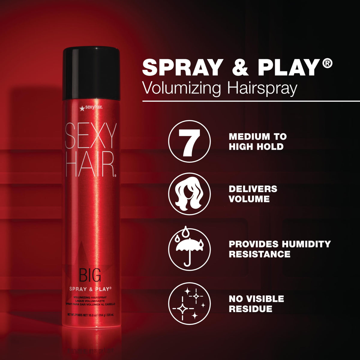 SexyHair Big Spray & Play Volumizing Hairspray side view