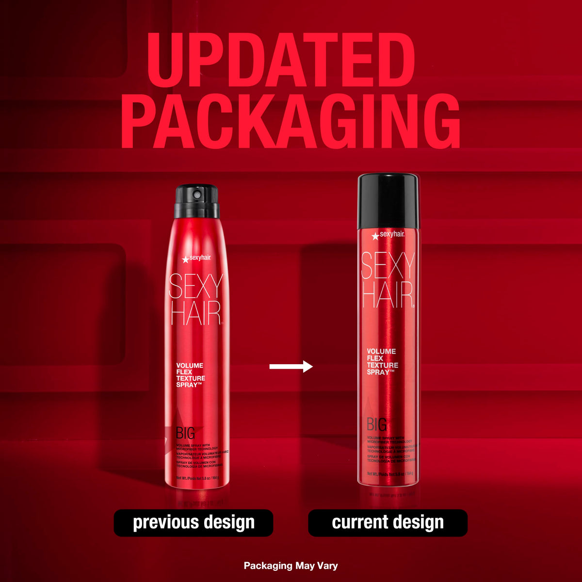 SexyHair Big Volume Flex Texture Spray with microfiber technology label