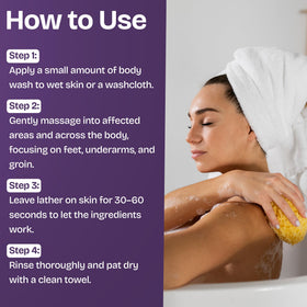 Shailee Antifungal Body Wash on bathroom shelf