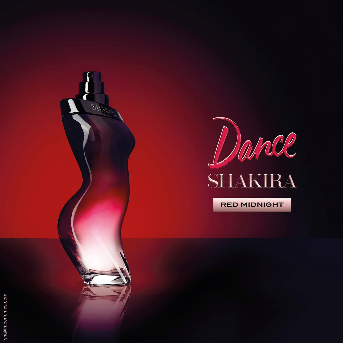 Shakira Dance Red Midnight Eau de Toilette 50 ml on a vanity