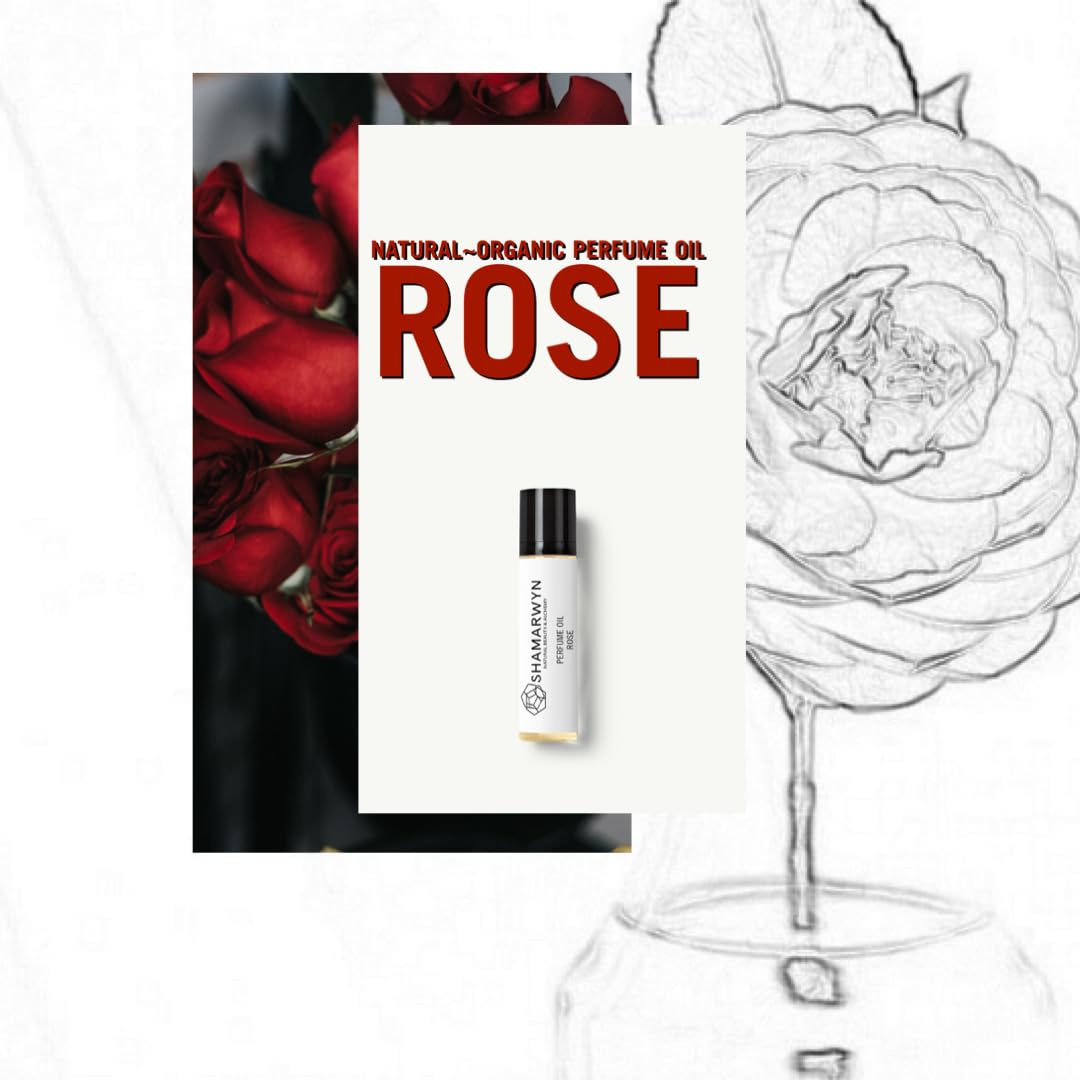 shamarwyn Rose Perfume Oil 10ml roll-on bottle in a beauty routine