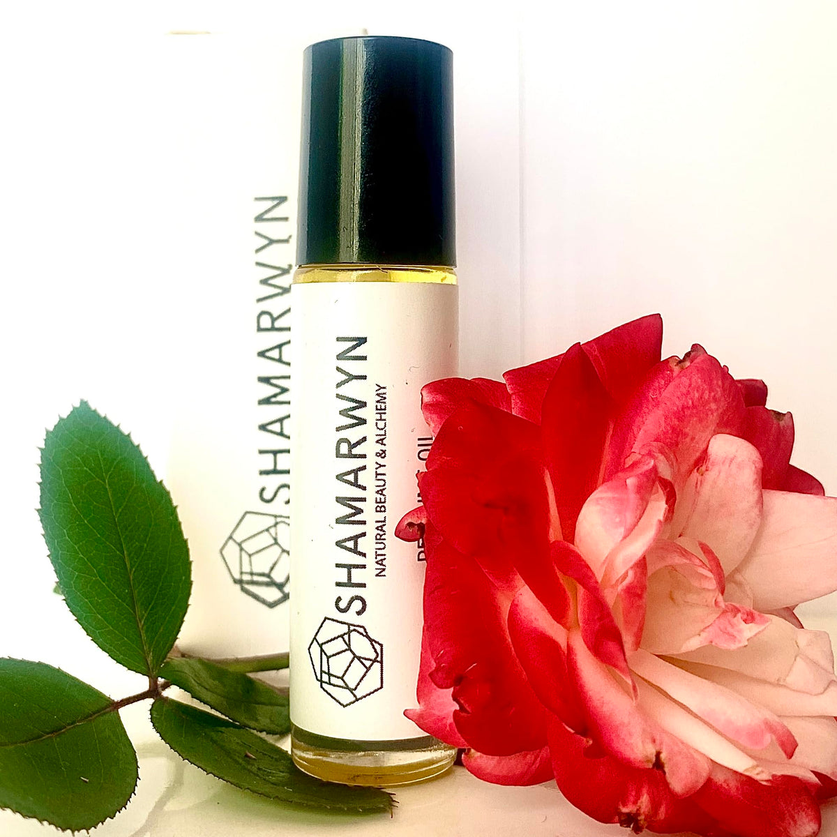shamarwyn Rose Perfume Oil 10ml roll-on bottle side view