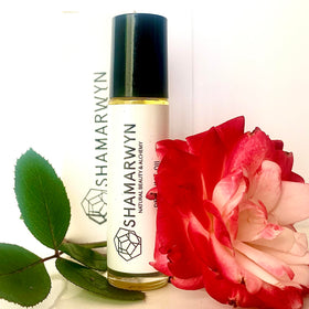 shamarwyn Rose Perfume Oil 10ml roll-on bottle side view