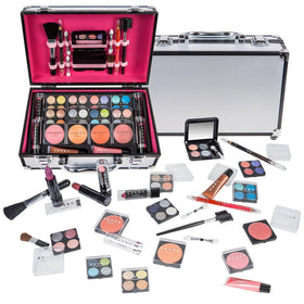SHANY Carry All Makeup Train Case silver exterior front view