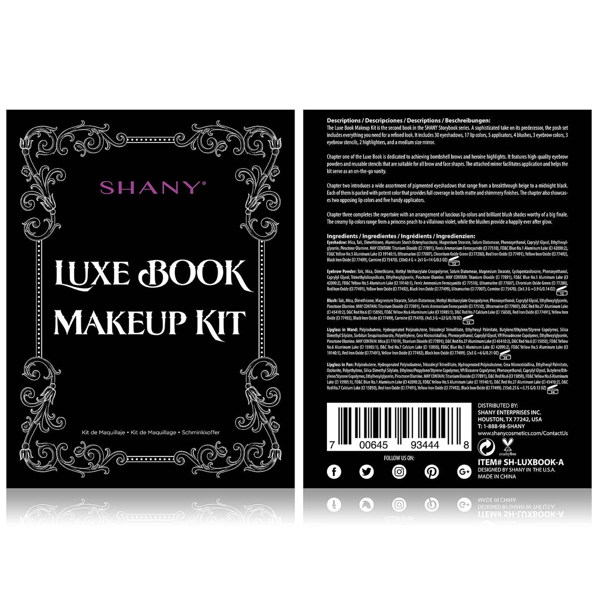SHANY Luxe Book Makeup Set with lip colours and brushes