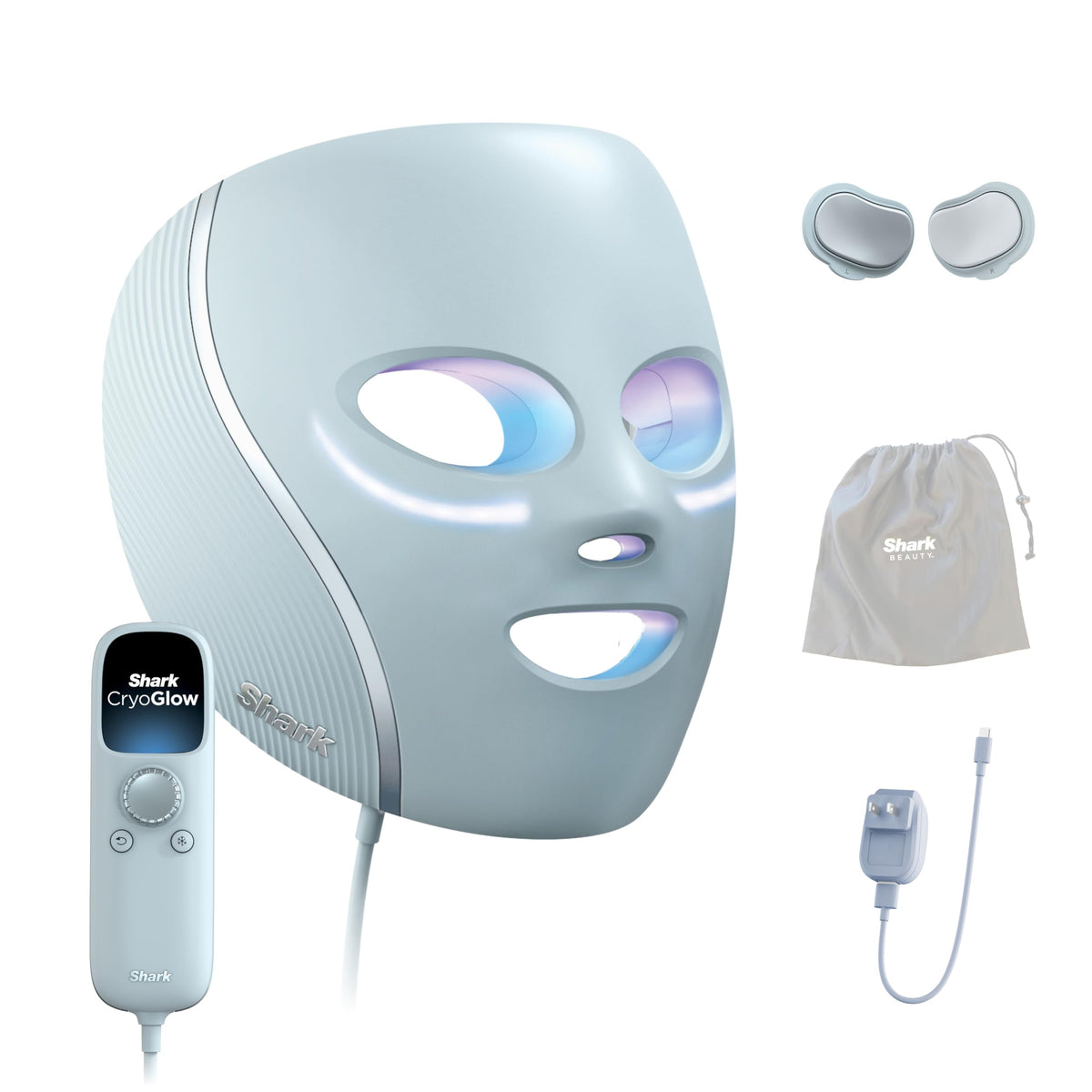 Shark CryoGlow LED Face Mask Blue Frost front view