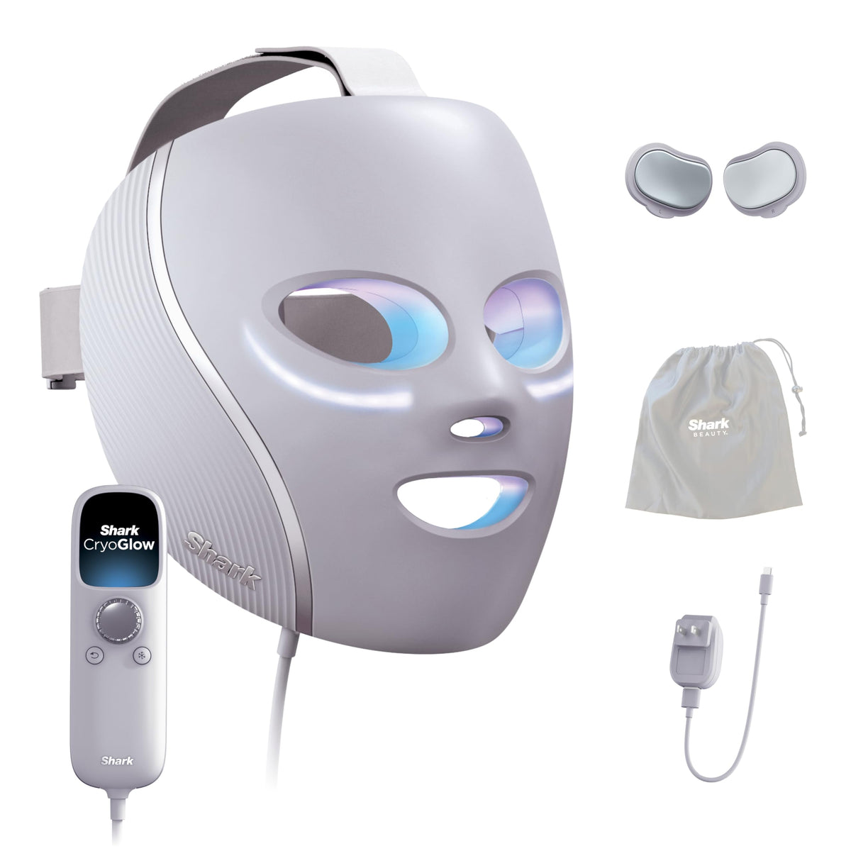 Shark CryoGlow LED Face Mask in Lilac Frost front view