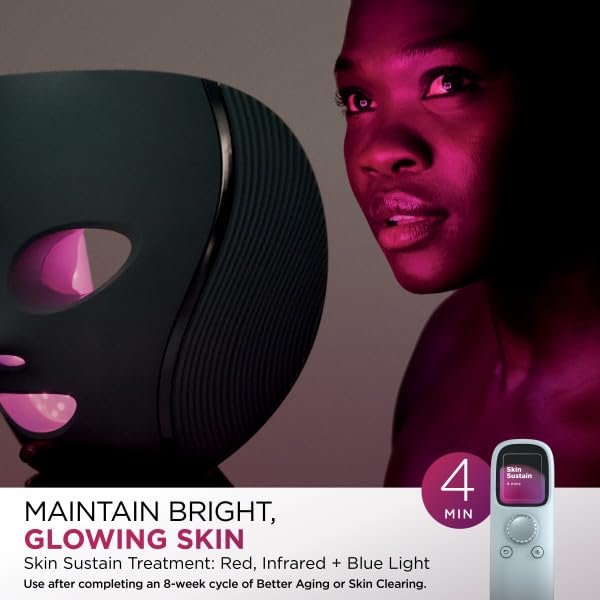 Shark CryoGlow LED Face Mask Rose Glow on a table