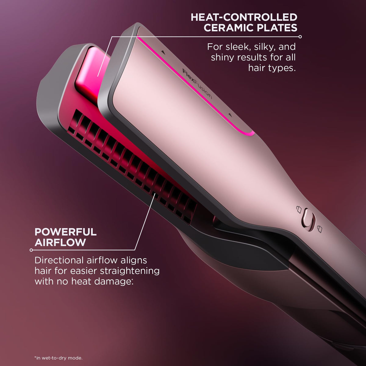 Shark FlexFusion Ceramic Air Styler with scalp shield activated