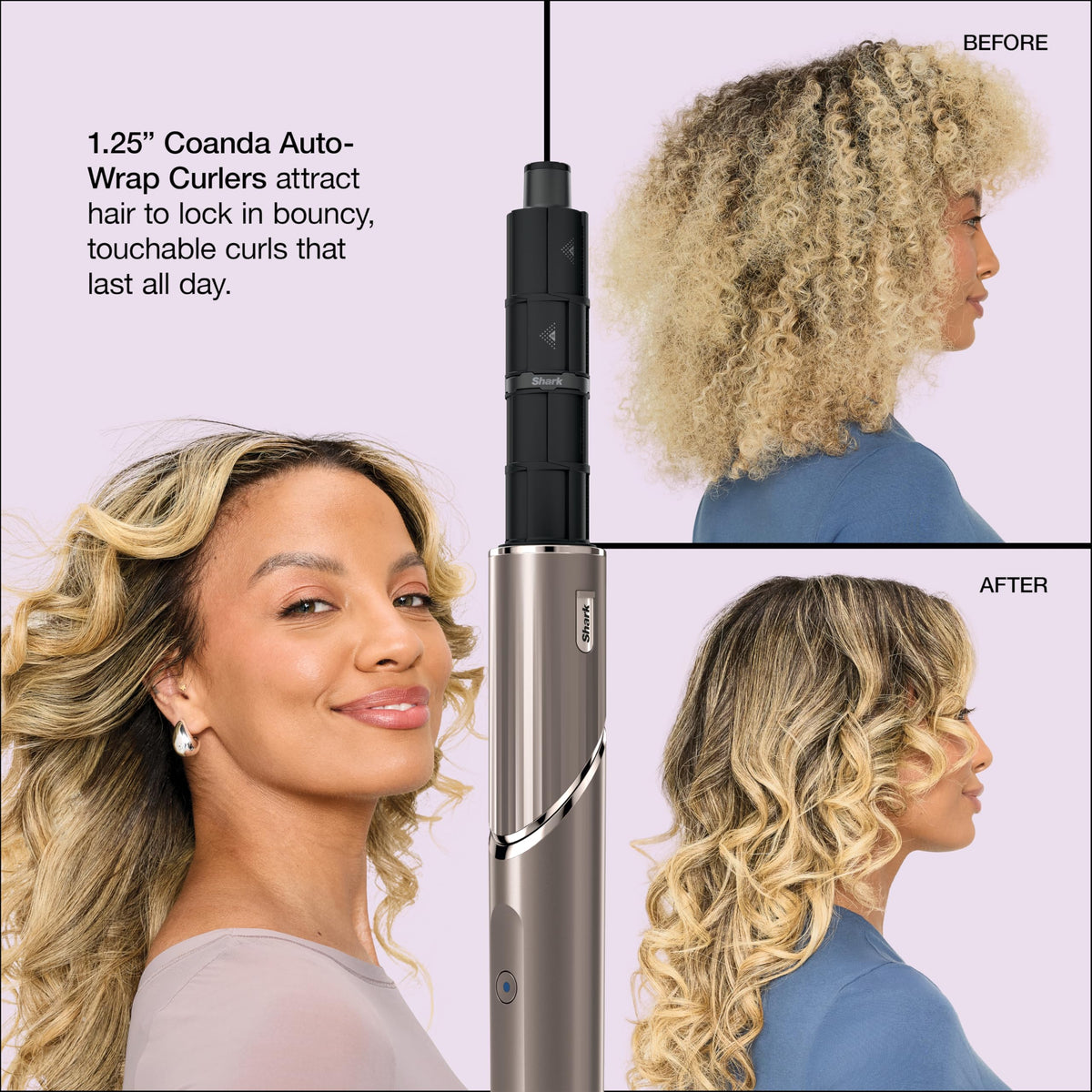 Shark FlexStyle Air Multi-Styler with styling wand and dryer in use