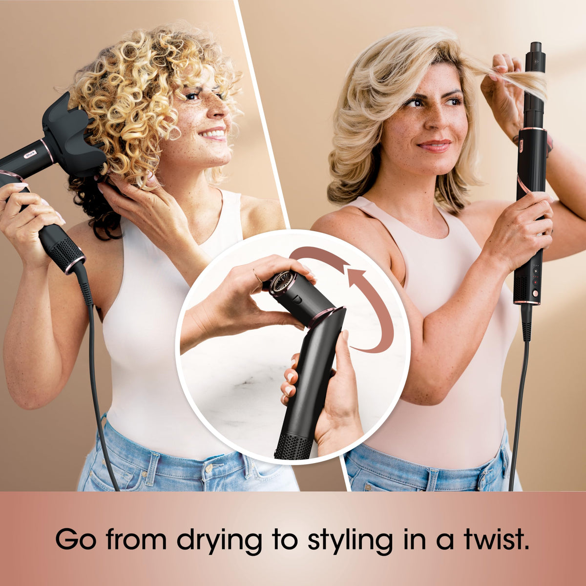 Shark FlexStyle attachments including auto-wrap curlers and oval brush
