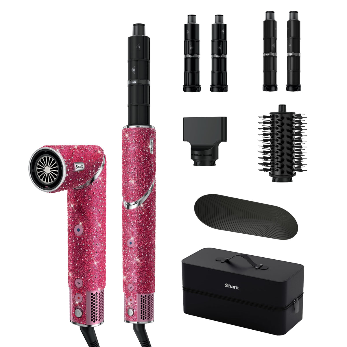 Shark FlexStyle x Marilyn Monroe Hair Dryer in Pink Sparkle front view