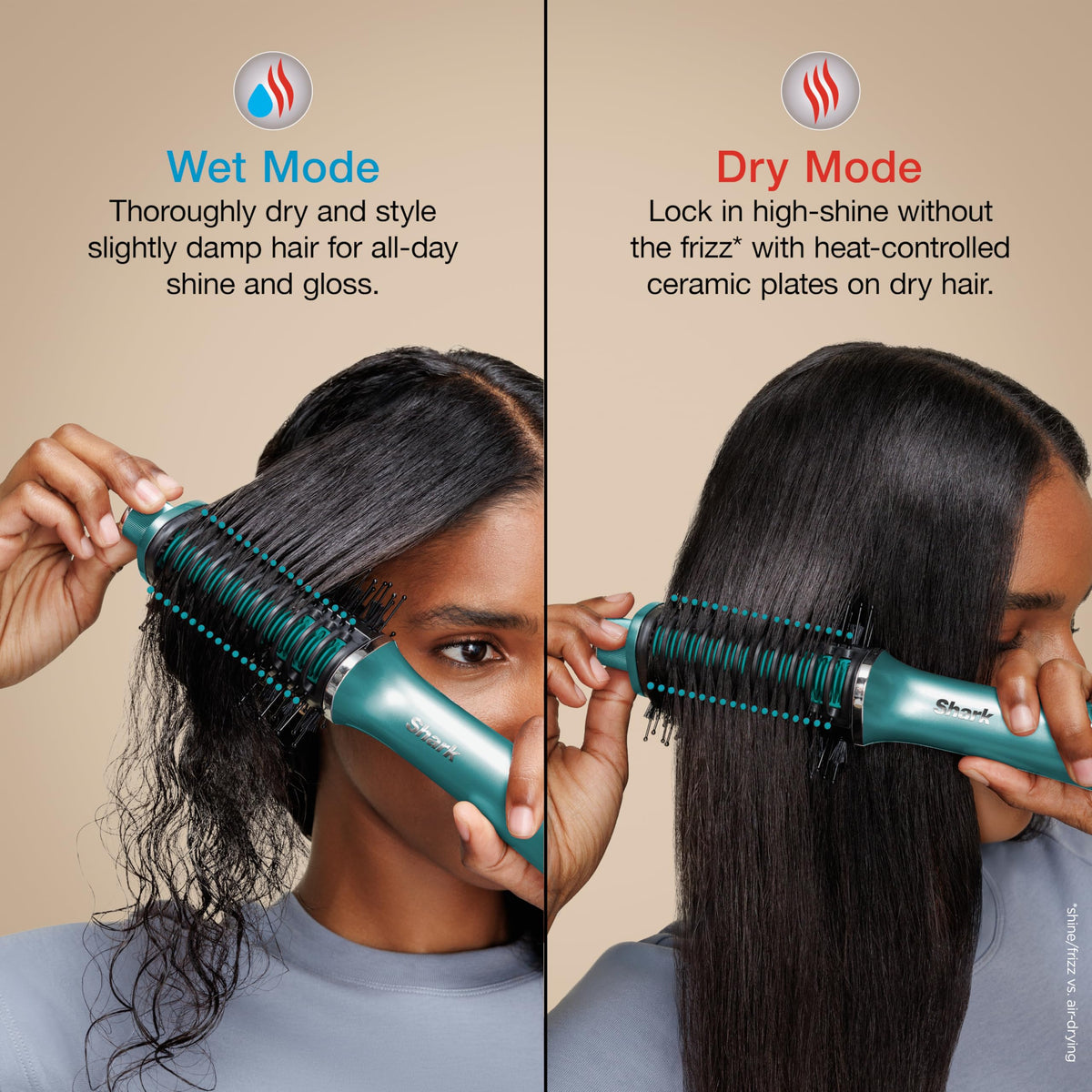 Shark Glossi 2-in-1 Hot Tool showing smooth hair finish