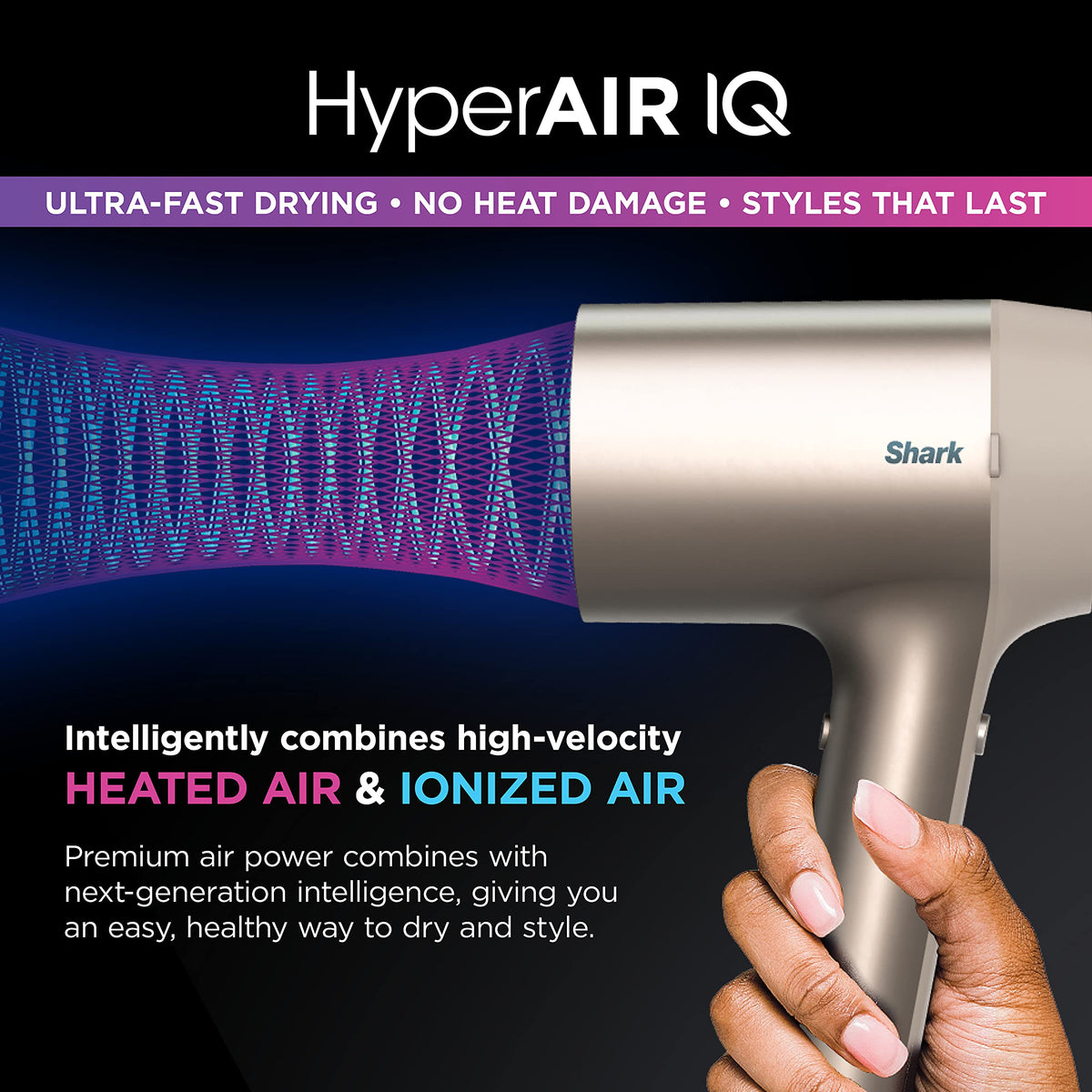 Shark HyperAIR Ionic Dryer side view with controls