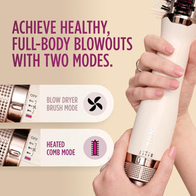 Shark SmoothStyle Heated Comb and Blow Dryer Brush in use on wet hair