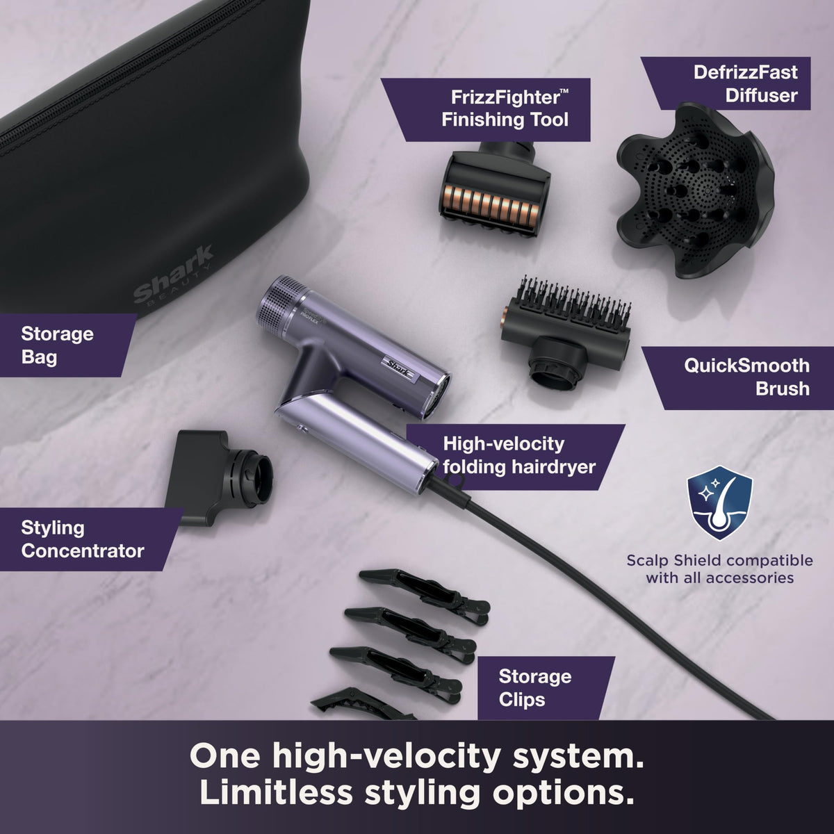 Shark SpeedStyle Pro Flex Dryer featuring QuickSmooth Brush