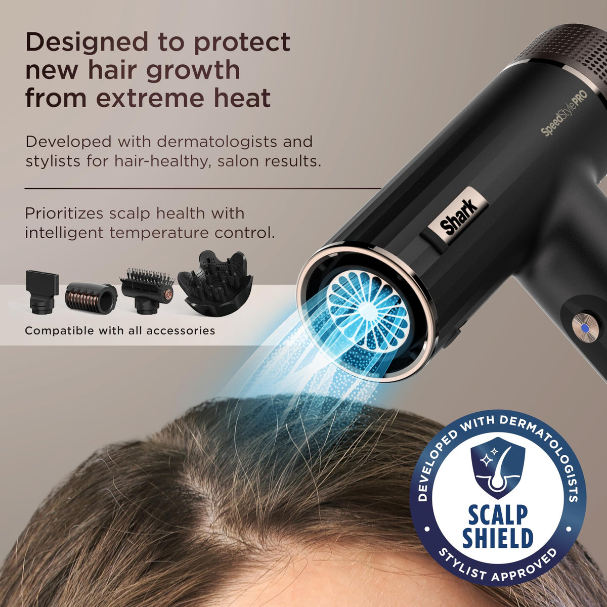 Shark SpeedStyle Pro Hair Dryer side view with high-velocity airflow