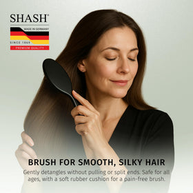 SHASH Boar Bristle Hair Brush in a lifestyle setting on a vanity