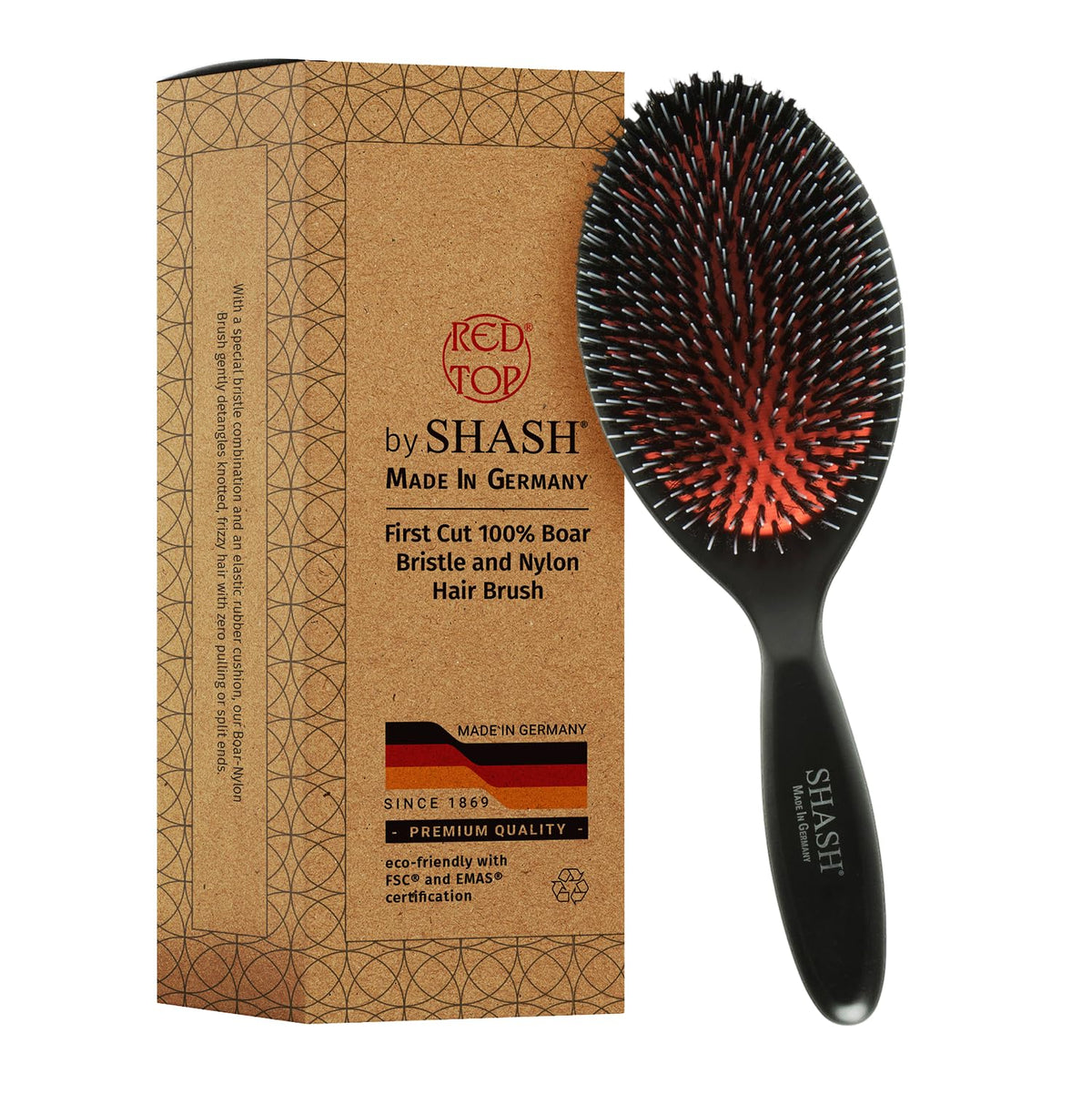 SHASH Handmade Boar Bristle Brush front view
