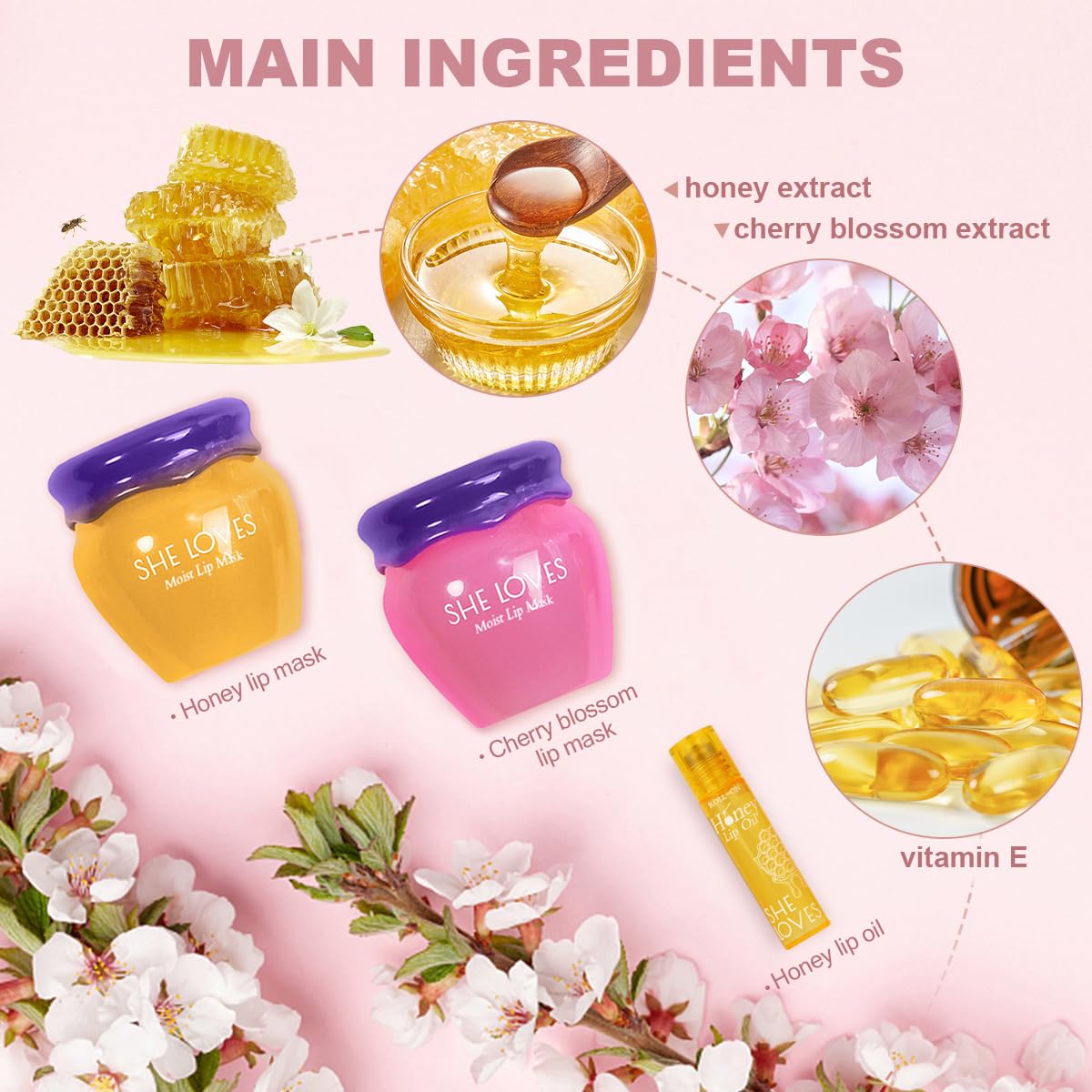 SHE LOVES Lip Mask Honey and Sakura 10g each pot
