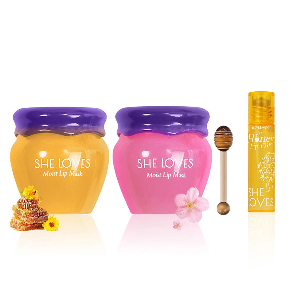 SHE LOVES Lip Mask Overnight 2PCS Honey and Sakura packaging front view