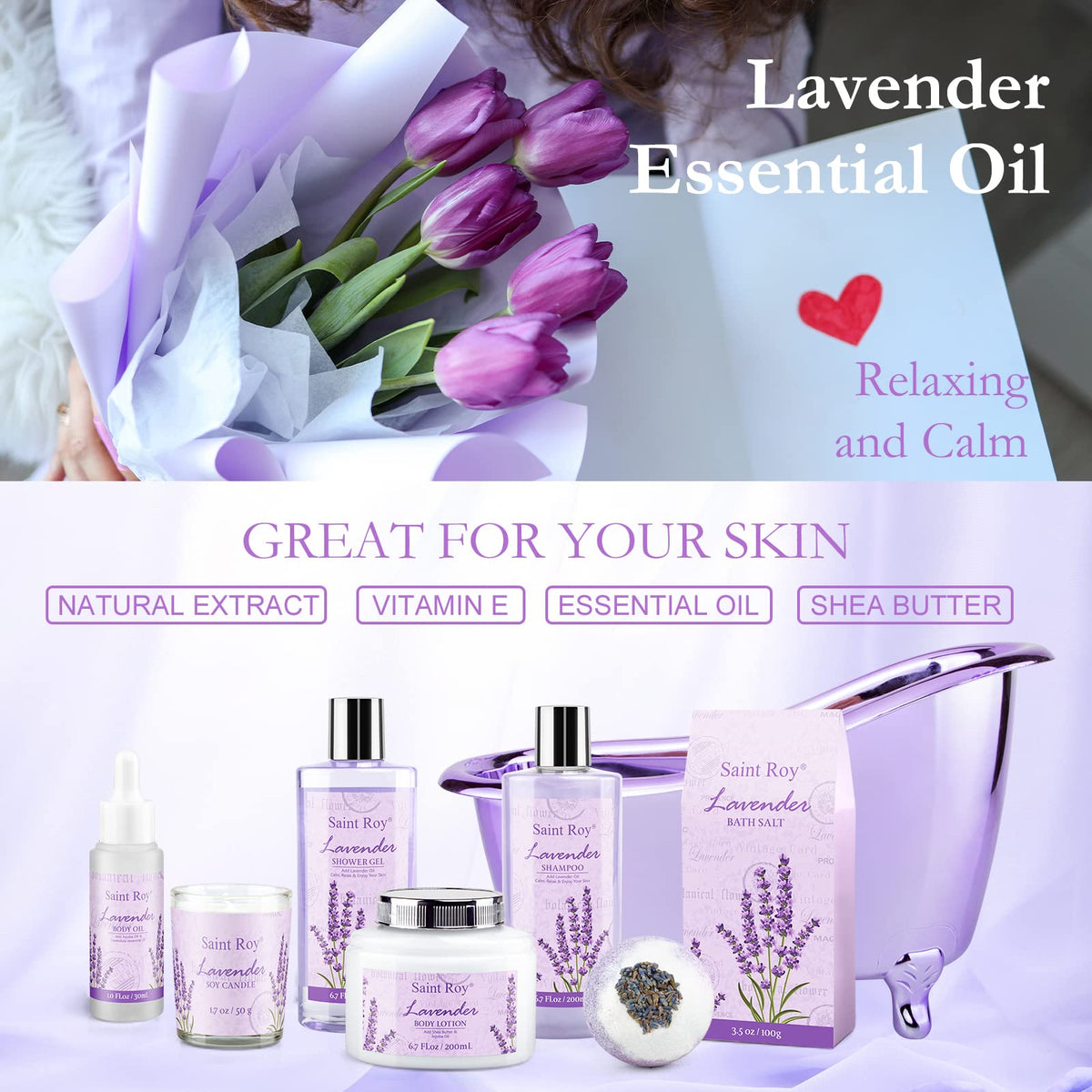 Shea butter lotion and jojoba oil from the spa kit