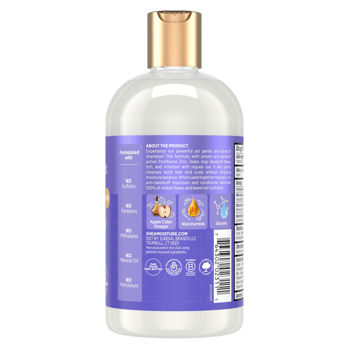 Shea Moisture Anti-Dandruff Shampoo 13oz back view
