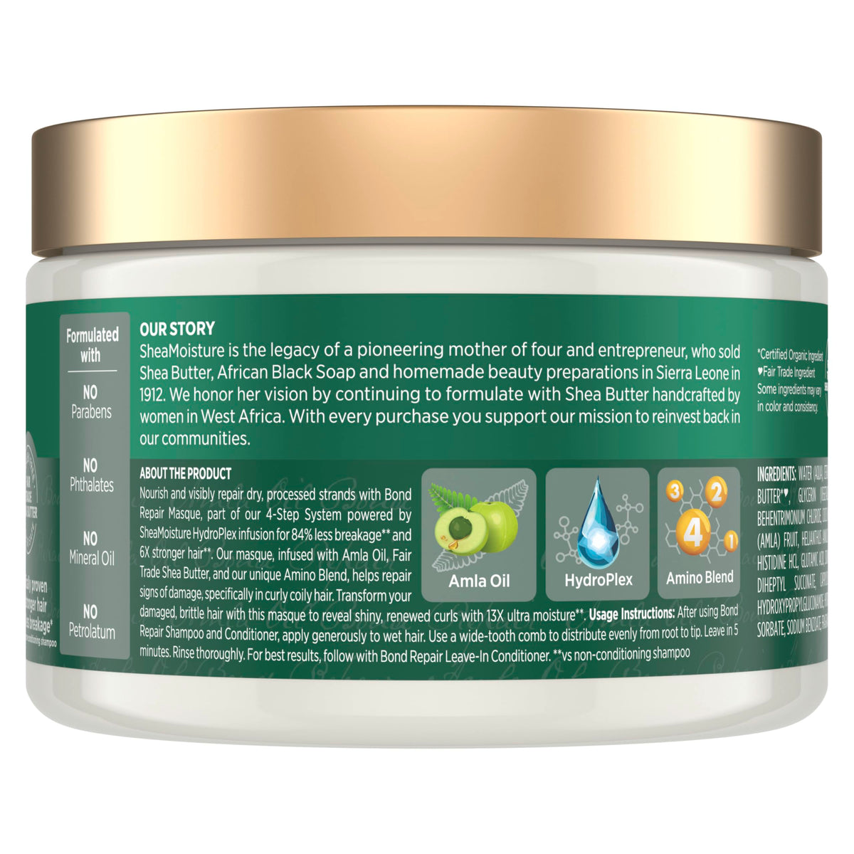 Shea Moisture Bond Repair Masque 11oz back view