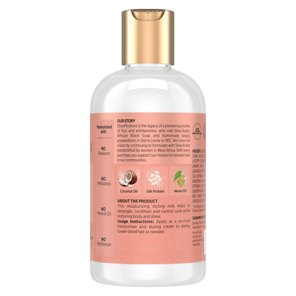 Shea Moisture Coconut & Hibiscus Curl & Style Milk 8oz back view