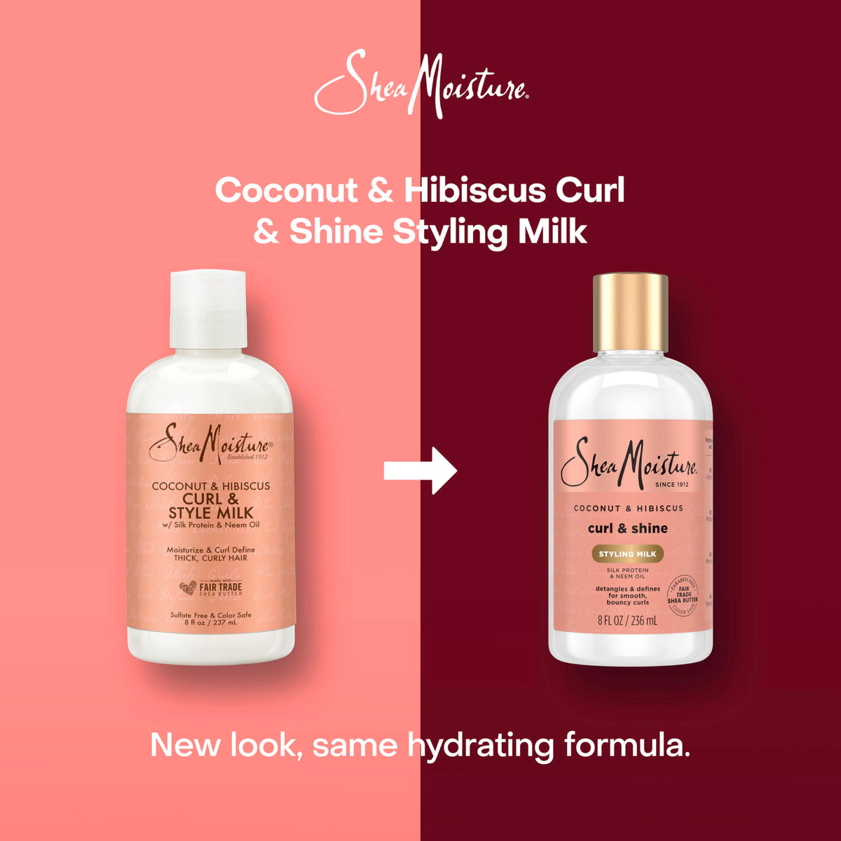 Shea Moisture Coconut & Hibiscus Curl & Style Milk 8oz side view