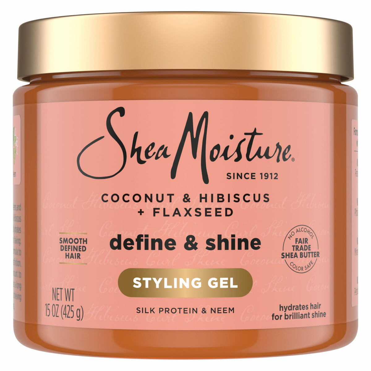 Shea Moisture Coconut & Hibiscus Define & Shine Styling Gel 15oz front view