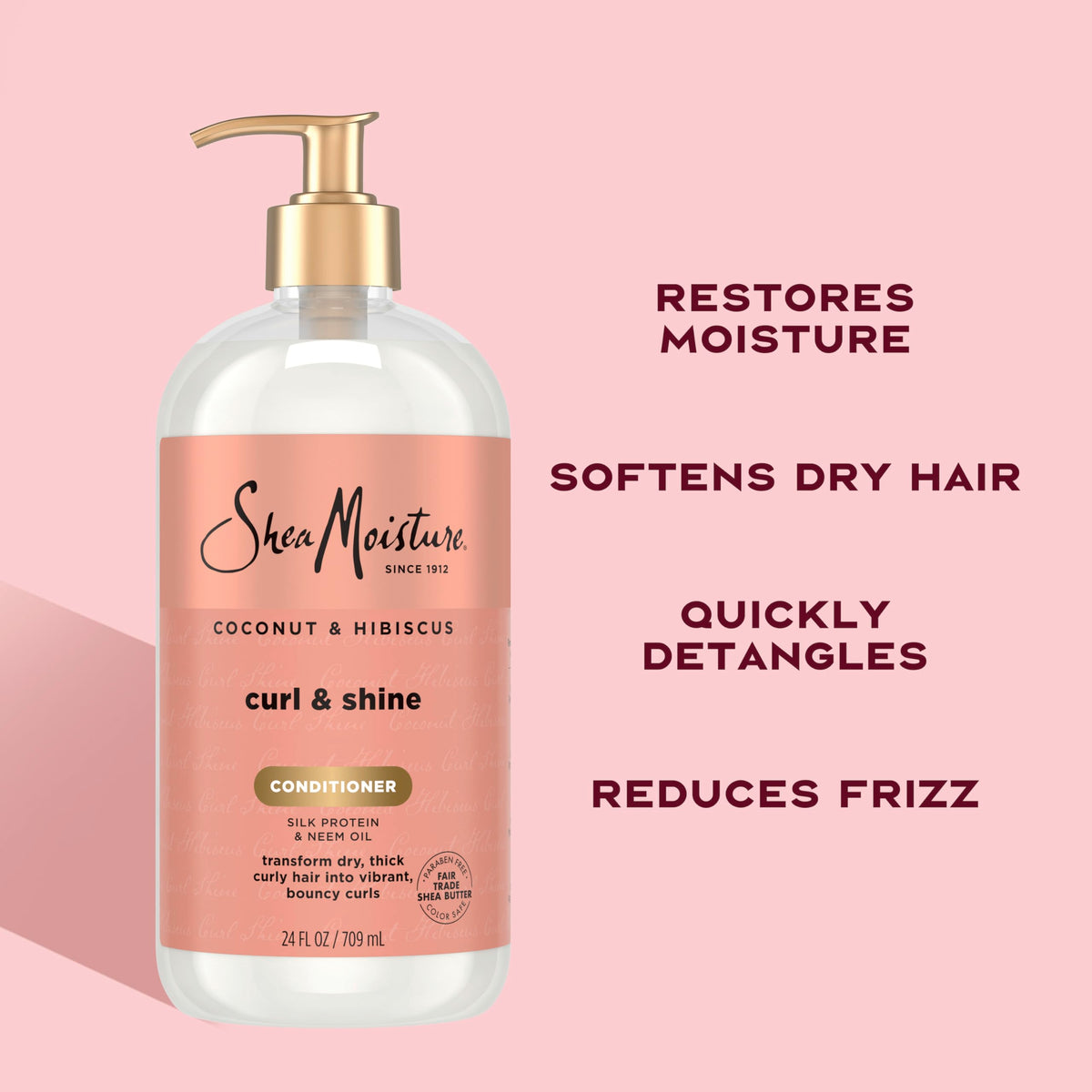 Shea Moisture Curl & Shine Conditioner Coconut & Hibiscus with ingredients