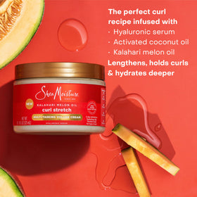 Shea Moisture Curl Stretch Volume Cream with tropical background