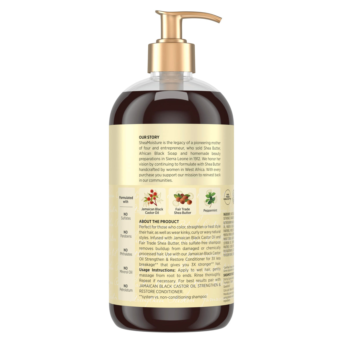 Shea Moisture Jamaican Black Castor Oil Shampoo 24oz back view
