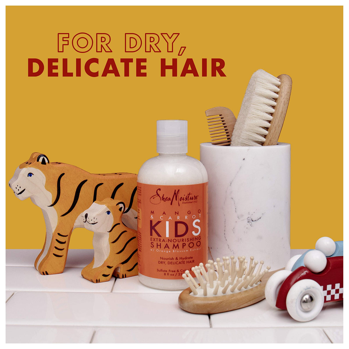 Shea Moisture Kids Shampoo in a bathroom setting